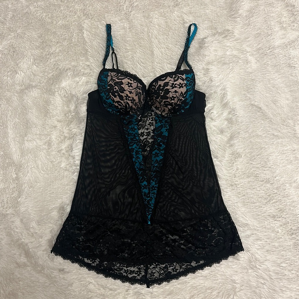 Sophie B Blue & Lace mermaid babydoll nightie